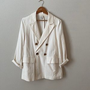 Oversized Cream Linen Blend Blazer